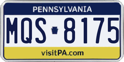 PA license plate MQS8175