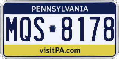 PA license plate MQS8178