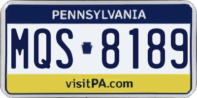 PA license plate MQS8189