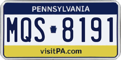 PA license plate MQS8191