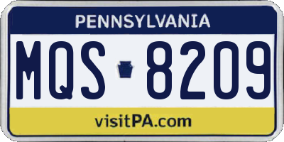 PA license plate MQS8209