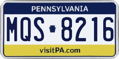 PA license plate MQS8216