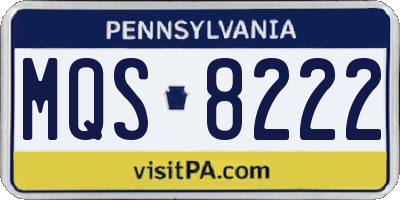 PA license plate MQS8222