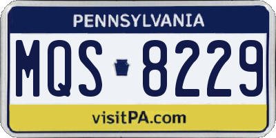 PA license plate MQS8229