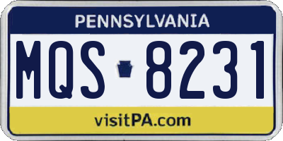 PA license plate MQS8231