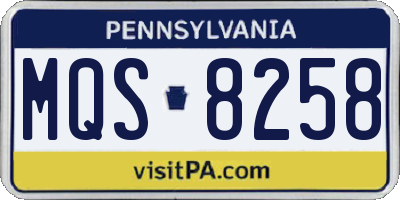 PA license plate MQS8258