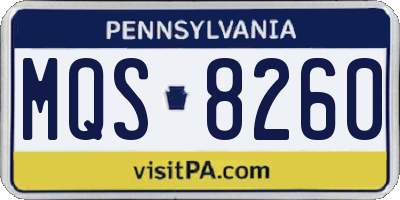 PA license plate MQS8260