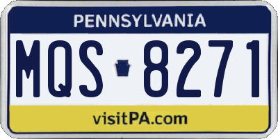 PA license plate MQS8271