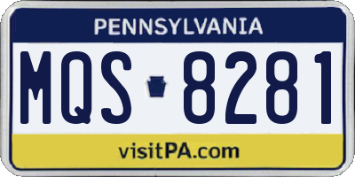 PA license plate MQS8281