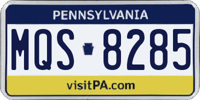 PA license plate MQS8285