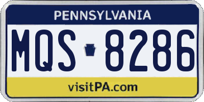 PA license plate MQS8286