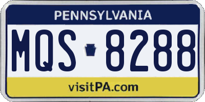 PA license plate MQS8288
