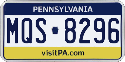 PA license plate MQS8296