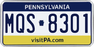 PA license plate MQS8301