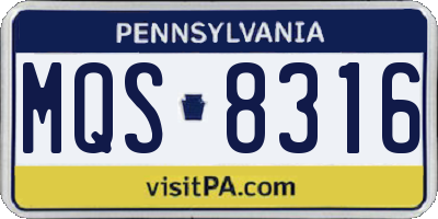PA license plate MQS8316