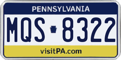 PA license plate MQS8322