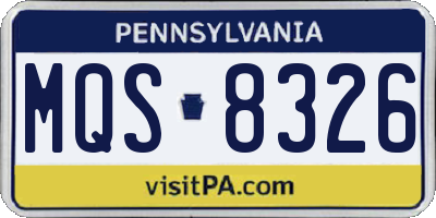 PA license plate MQS8326