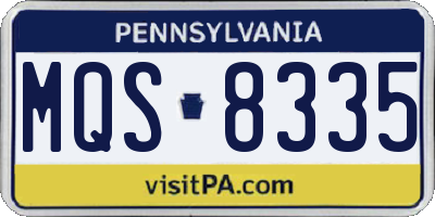 PA license plate MQS8335