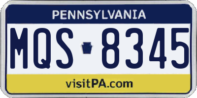 PA license plate MQS8345