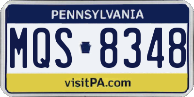 PA license plate MQS8348