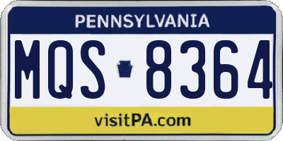 PA license plate MQS8364