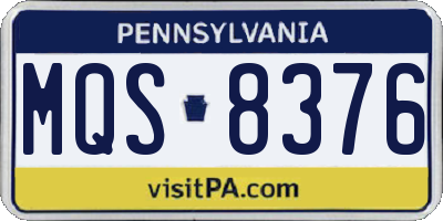 PA license plate MQS8376