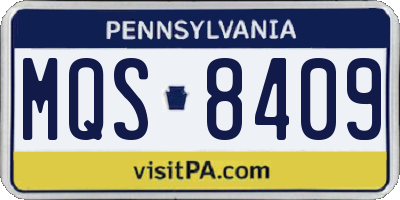 PA license plate MQS8409