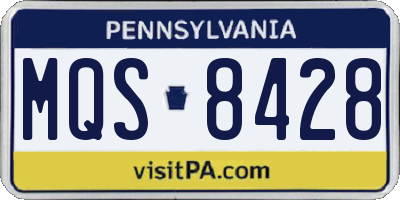 PA license plate MQS8428