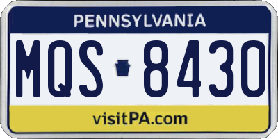 PA license plate MQS8430