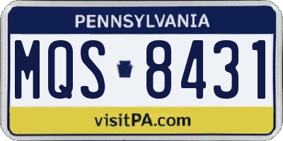 PA license plate MQS8431