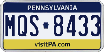 PA license plate MQS8433