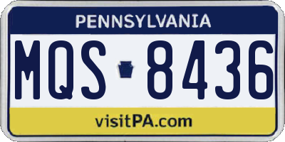 PA license plate MQS8436