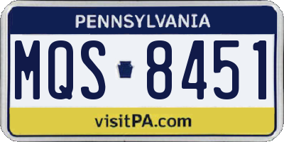 PA license plate MQS8451