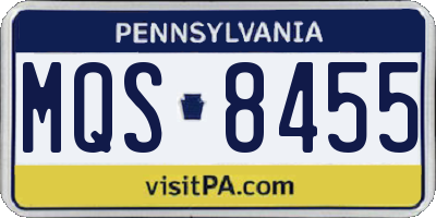PA license plate MQS8455