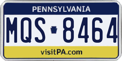 PA license plate MQS8464