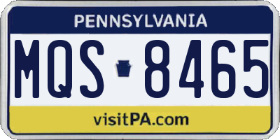 PA license plate MQS8465