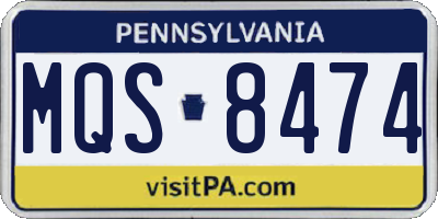 PA license plate MQS8474