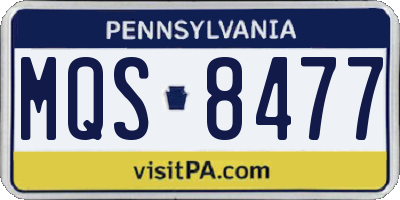 PA license plate MQS8477
