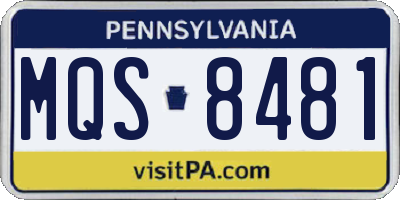 PA license plate MQS8481