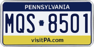 PA license plate MQS8501