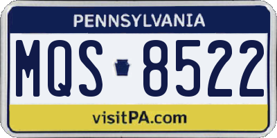 PA license plate MQS8522
