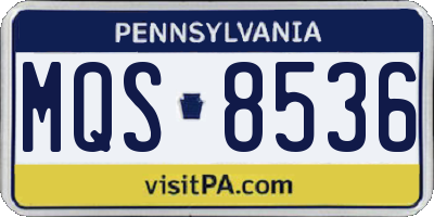 PA license plate MQS8536