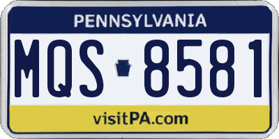 PA license plate MQS8581