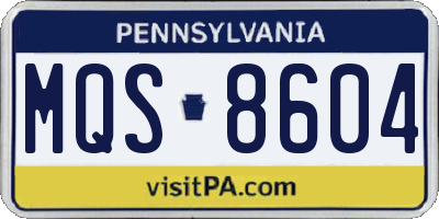 PA license plate MQS8604