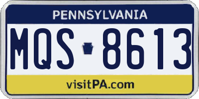 PA license plate MQS8613