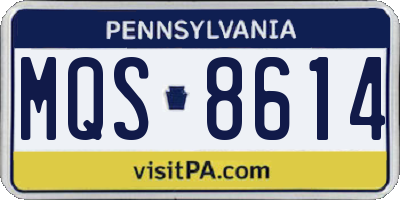 PA license plate MQS8614