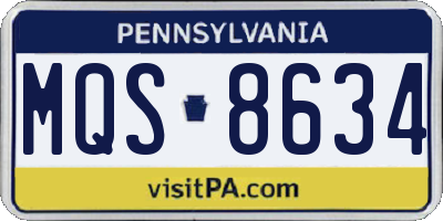 PA license plate MQS8634