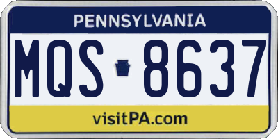 PA license plate MQS8637
