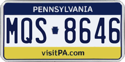 PA license plate MQS8646