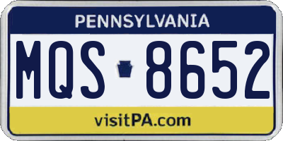 PA license plate MQS8652
